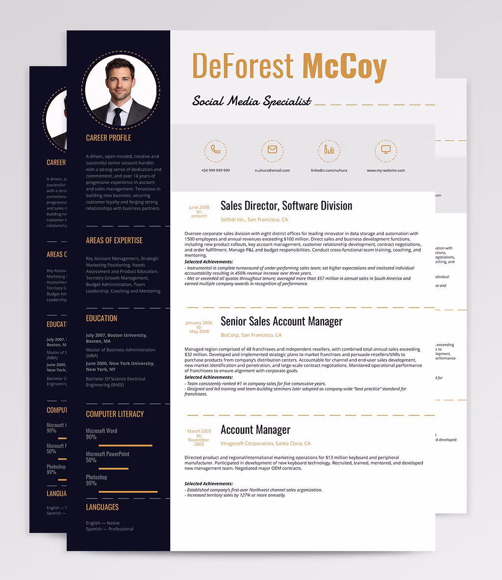 Alderamin resume template overview