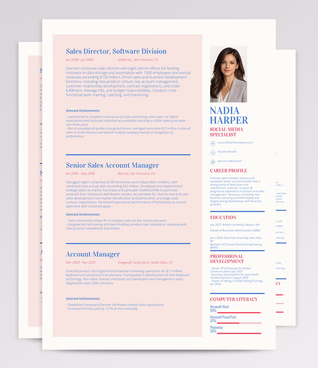 Alhena resume template overview