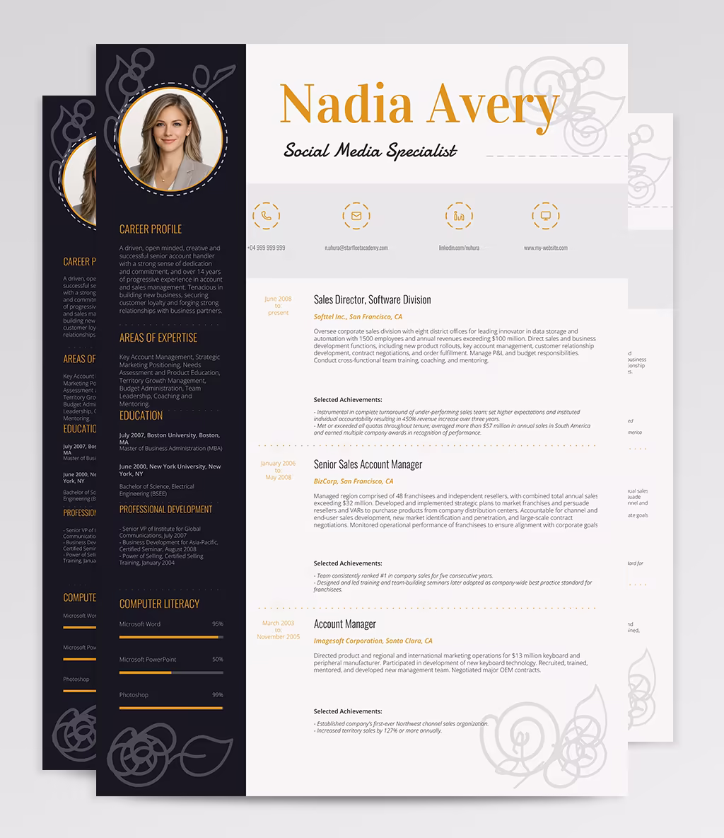 Alya resume template overview