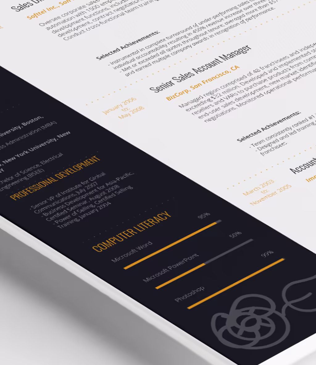 Alya resume template skills detail