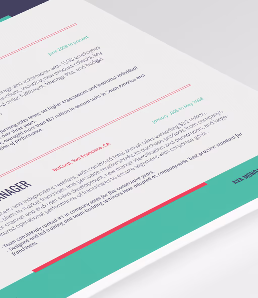 Ara resume template experience detail