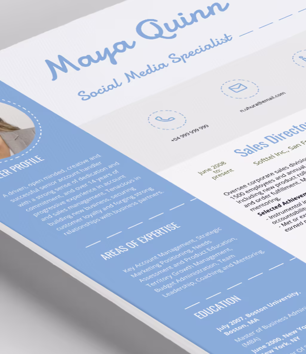 Cassiopeia resume template content detail