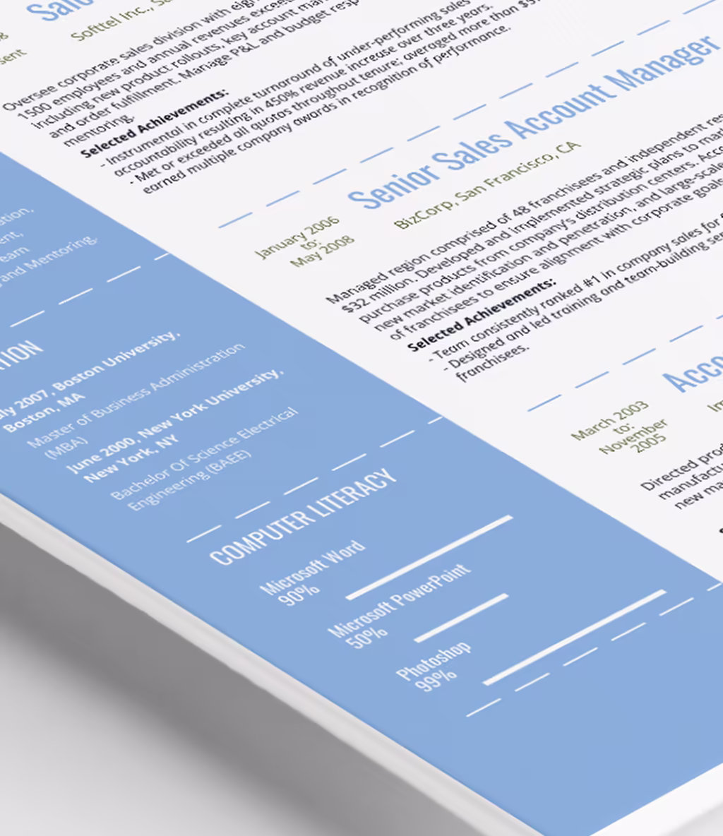 Cassiopeia resume template skills detail