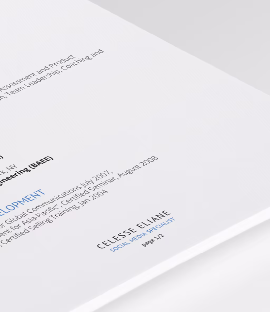 Celesse resume template experience detail