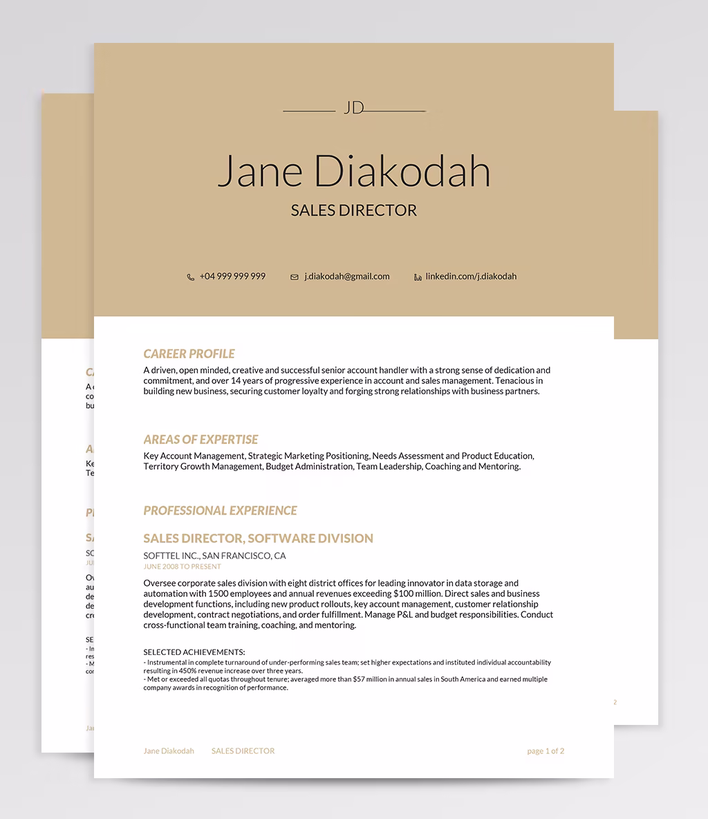 Diakodah resume template overview