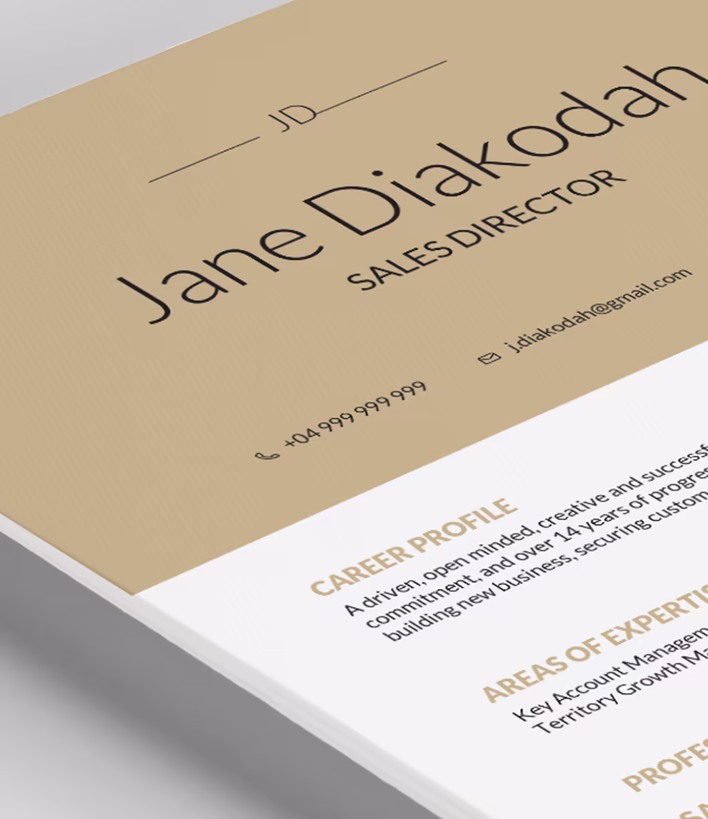 Diakodah resume template content detail