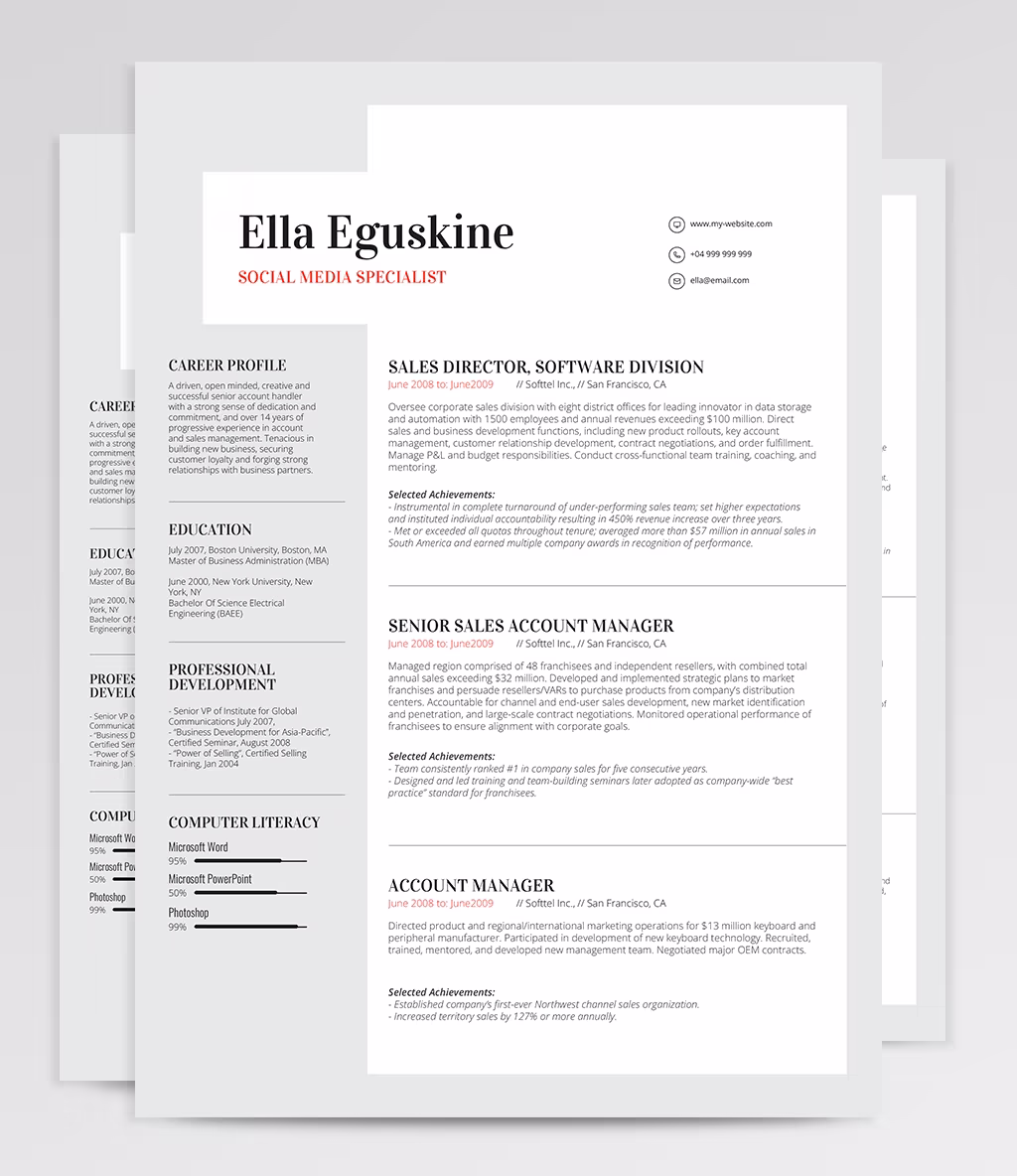 Eguskine resume template overview