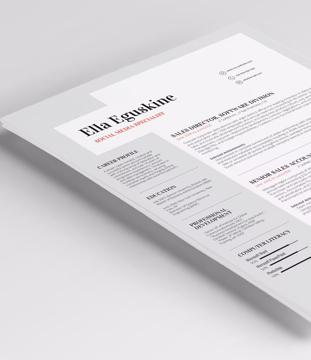 Eguskine resume template header detail