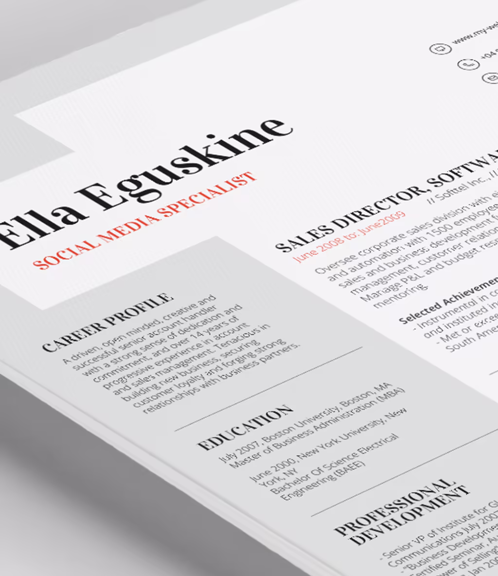 Eguskine resume template content detail
