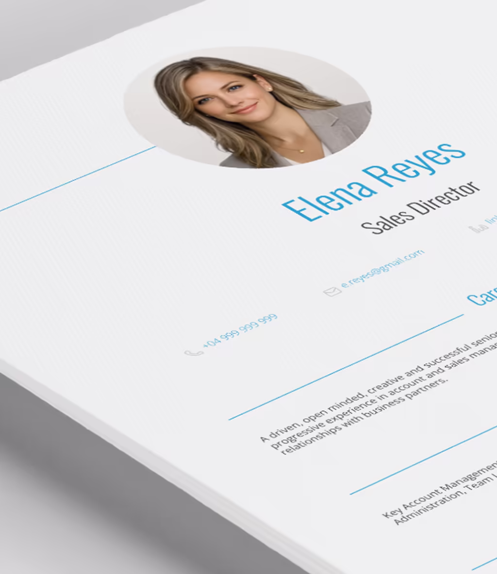 Gemini resume template content detail