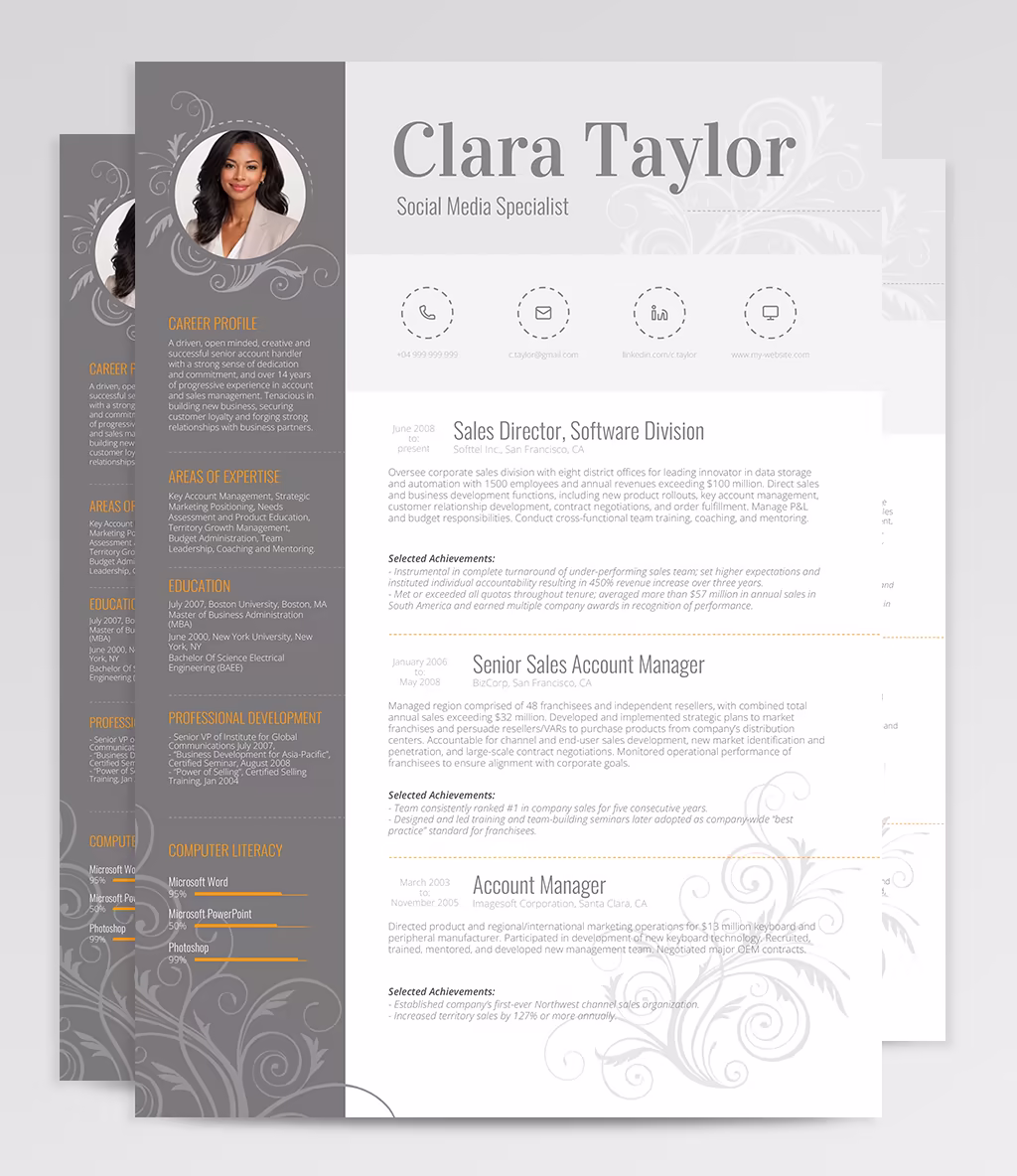 Giennah resume template overview