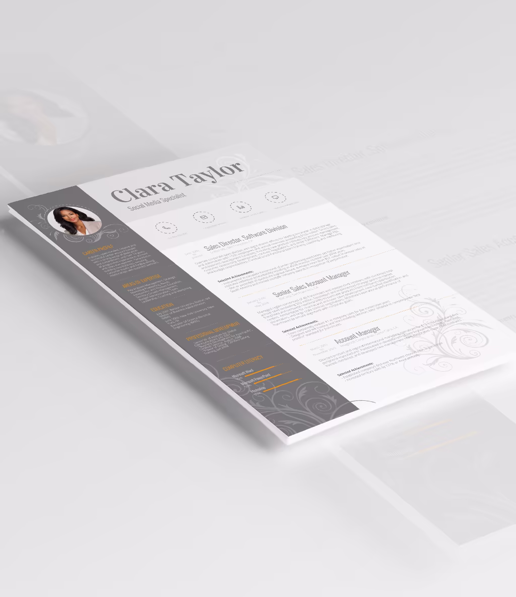 Giennah resume template angled mockup