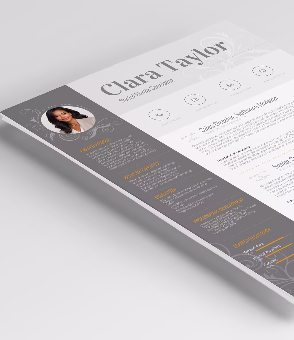 Giennah resume template header detail