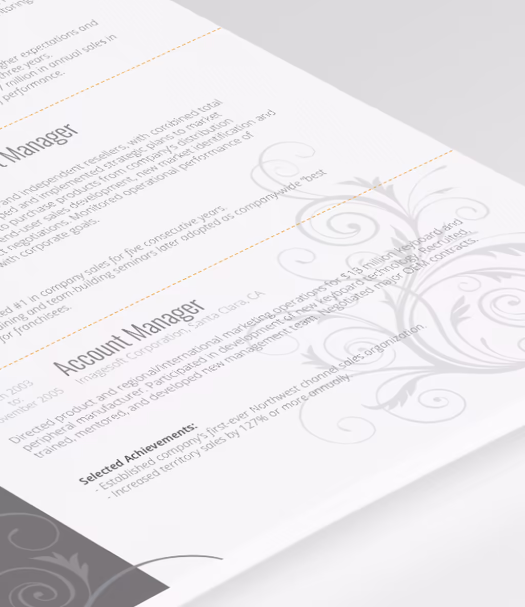 Giennah resume template experience detail