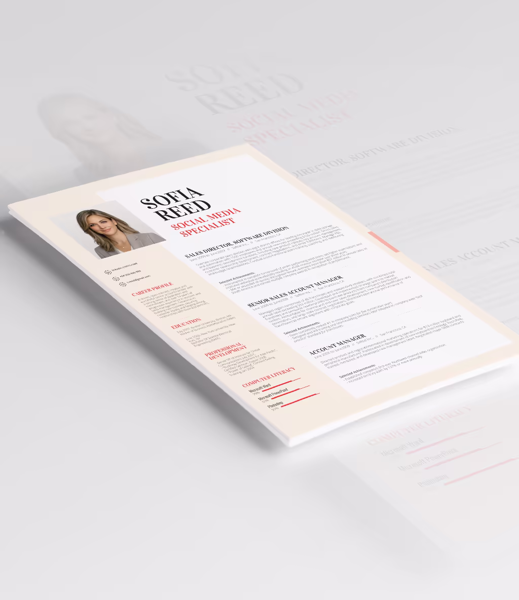 Graffias resume template angled mockup