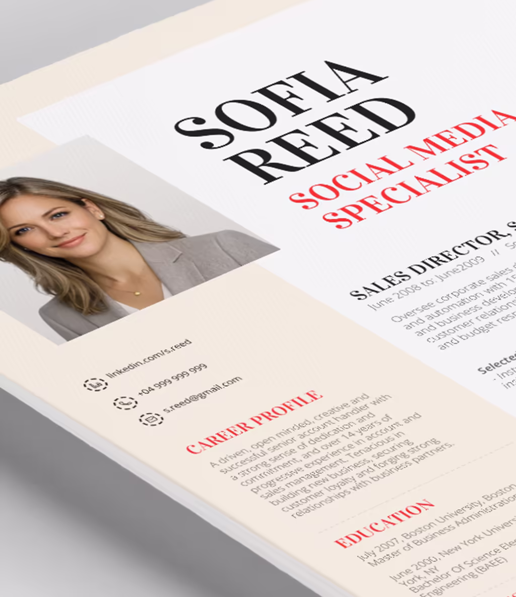 Graffias resume template content detail