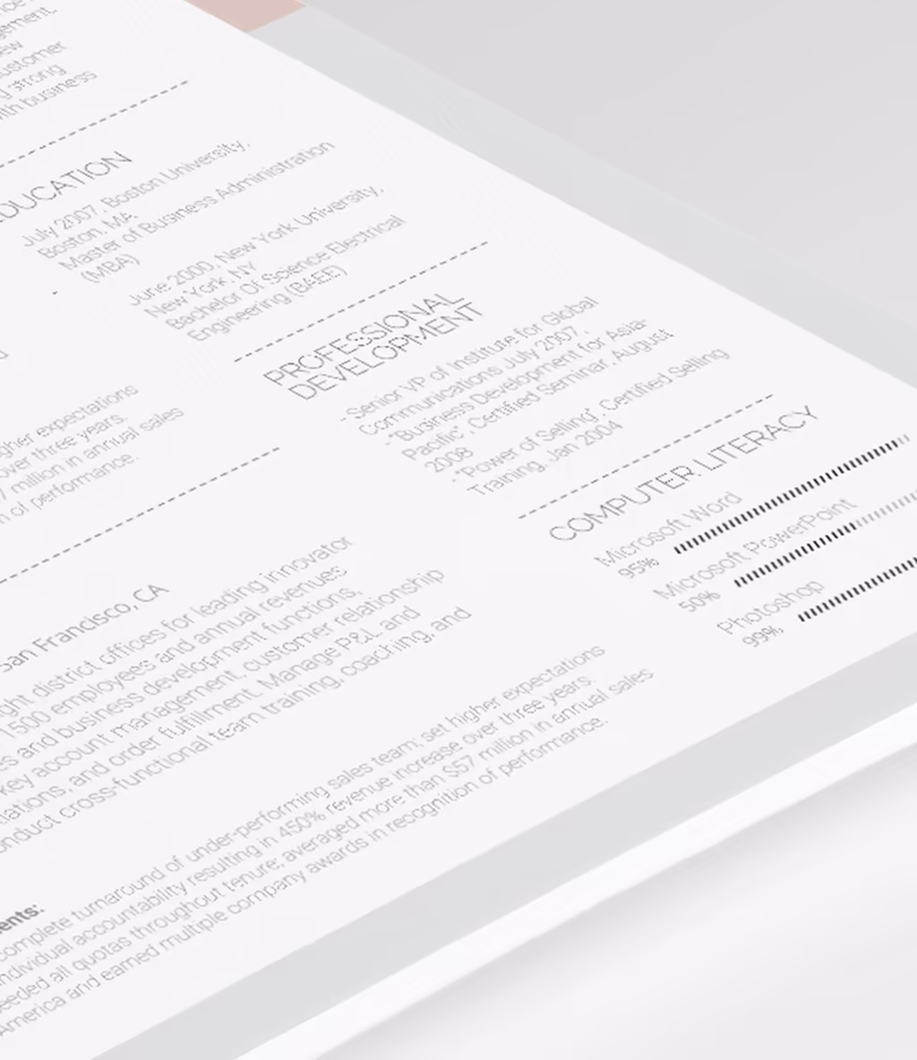 Irisa resume template experience detail