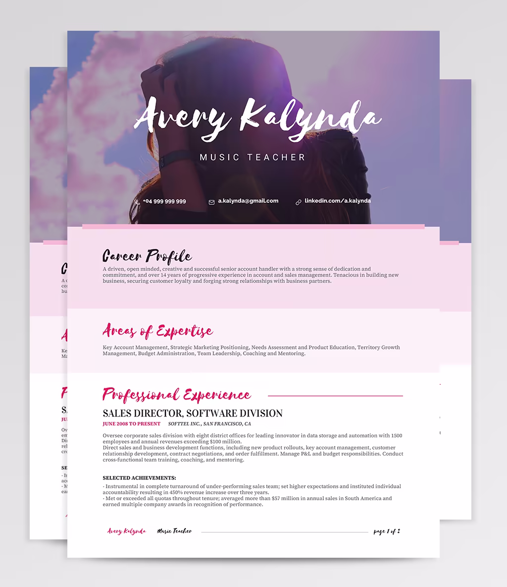 Kalynda resume template overview