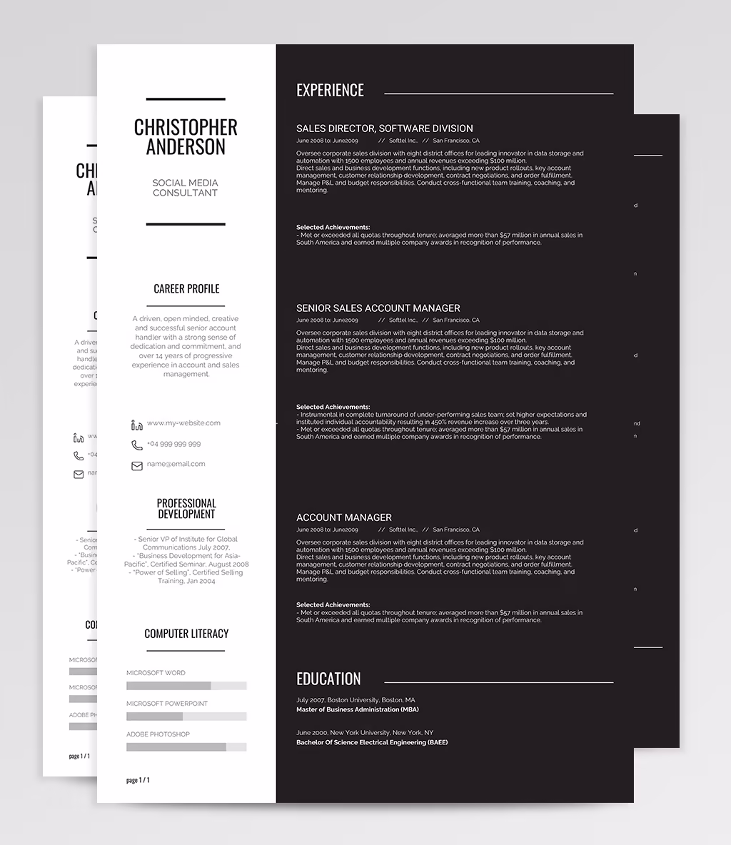 Khalama resume template overview