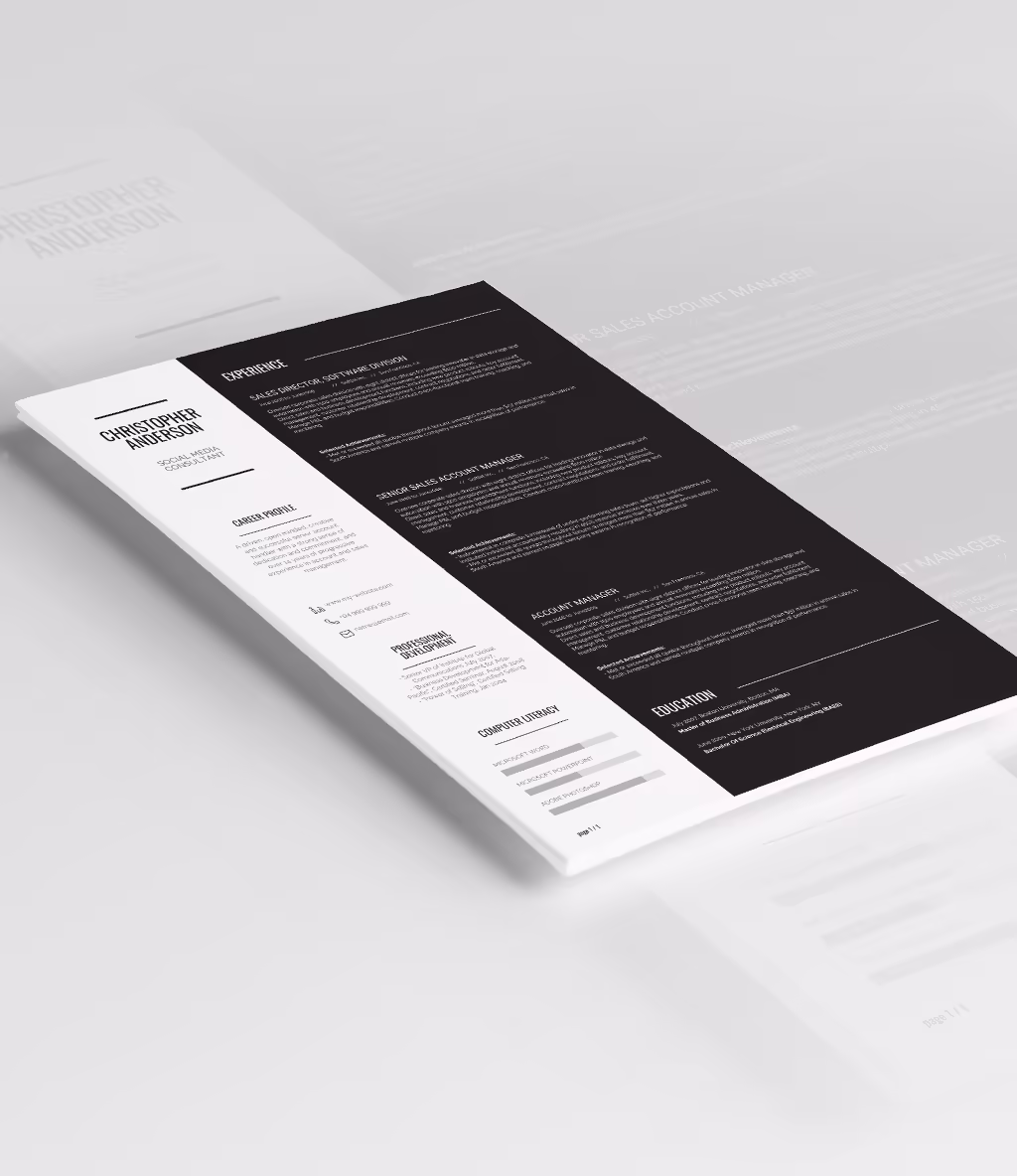 Khalama resume template angled mockup
