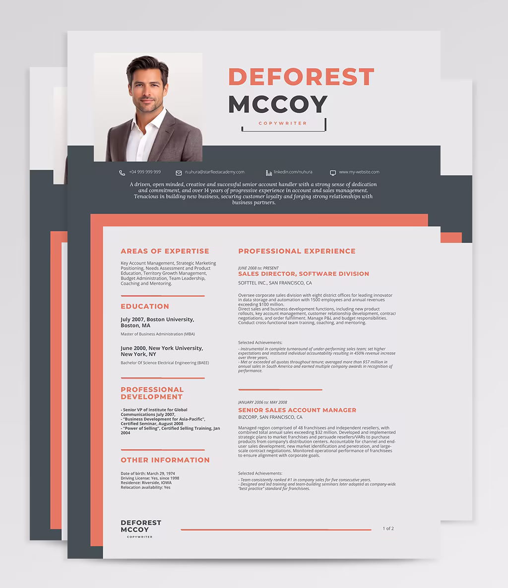 Kraz resume template overview