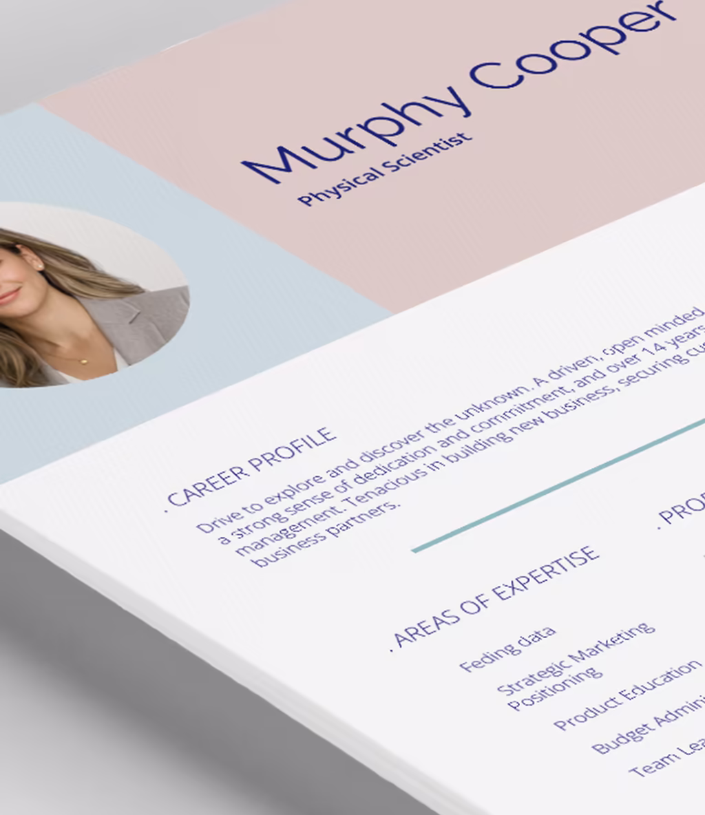 Murphy resume template content detail