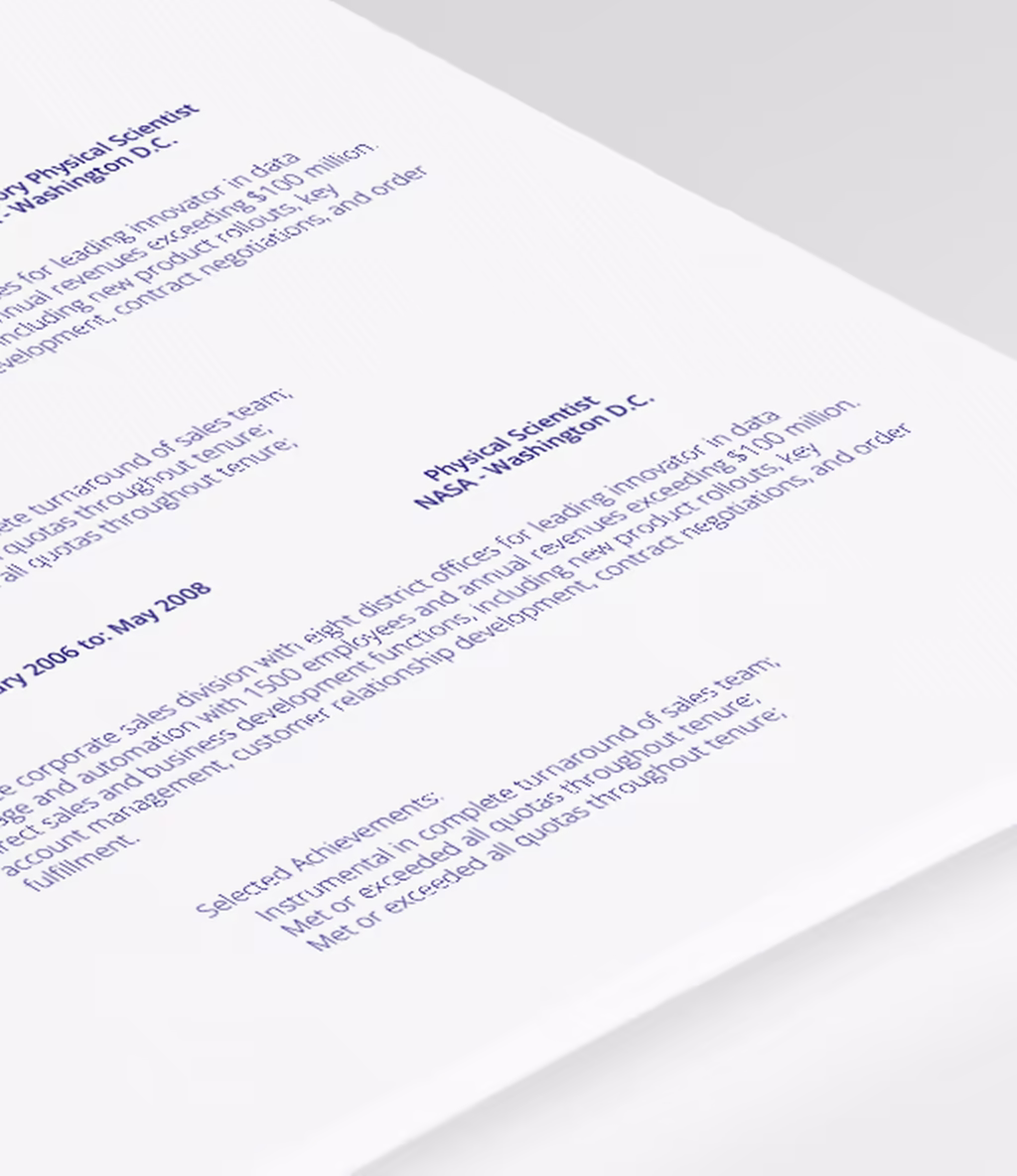 Murphy resume template experience detail
