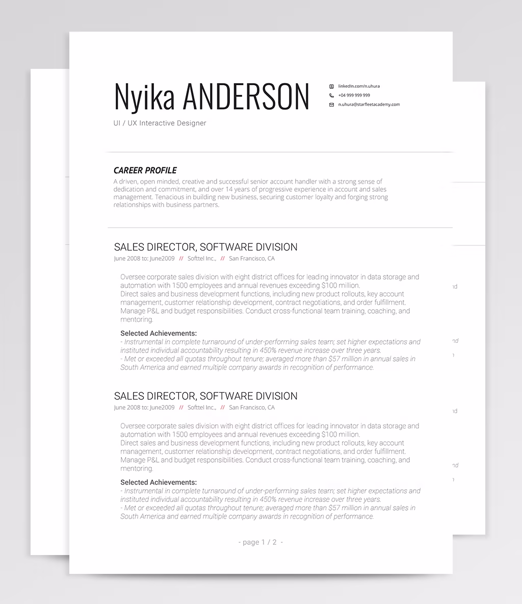 Nyika resume template overview