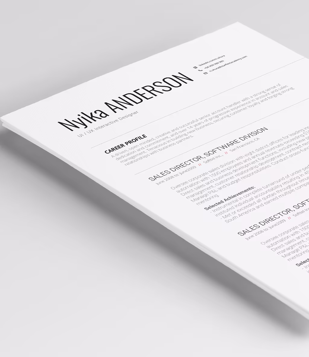Nyika resume template header detail