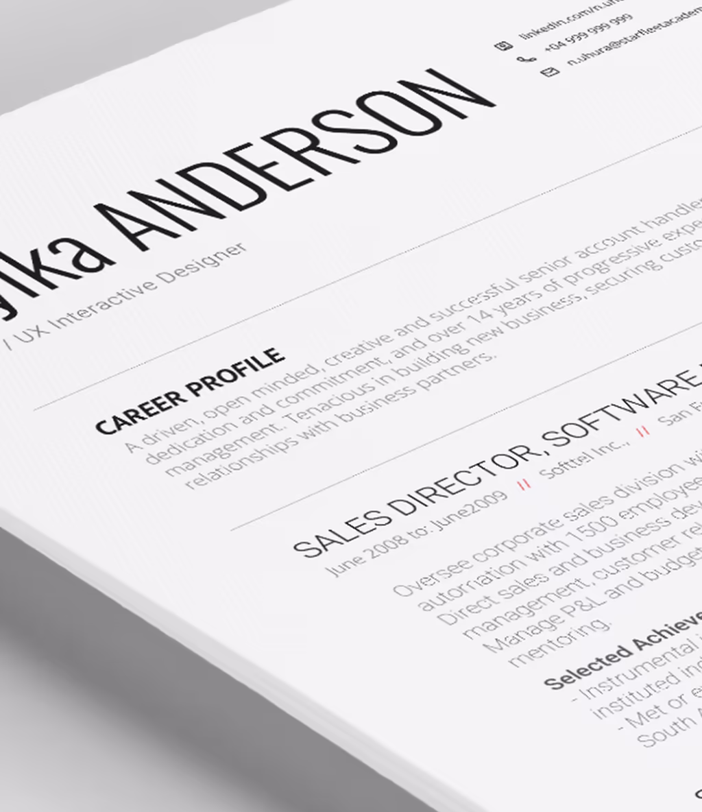 Nyika resume template content detail