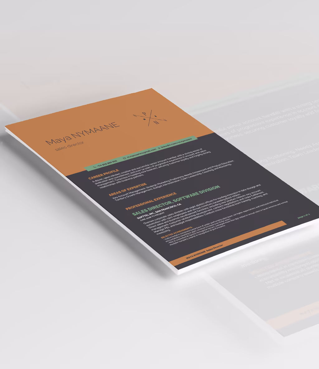 Nymaane resume template angled mockup