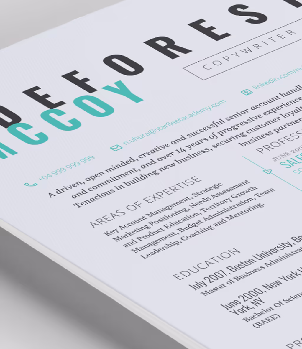 Perseus resume template content detail