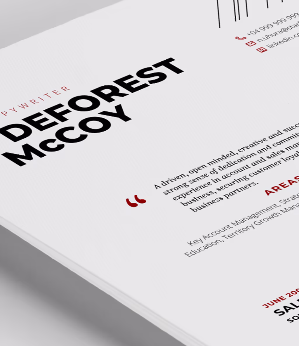Primus resume template content detail