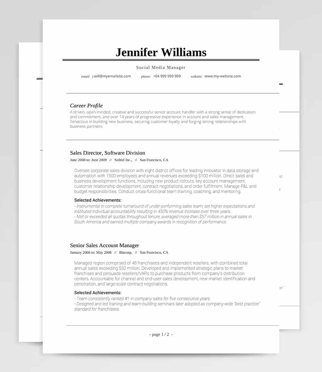 Seren resume template overview