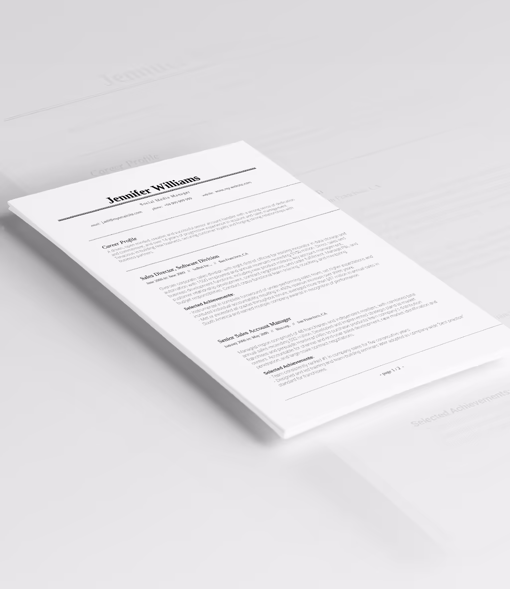 Seren resume template angled mockup