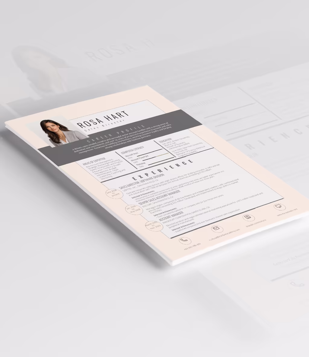 Sirius resume template angled mockup