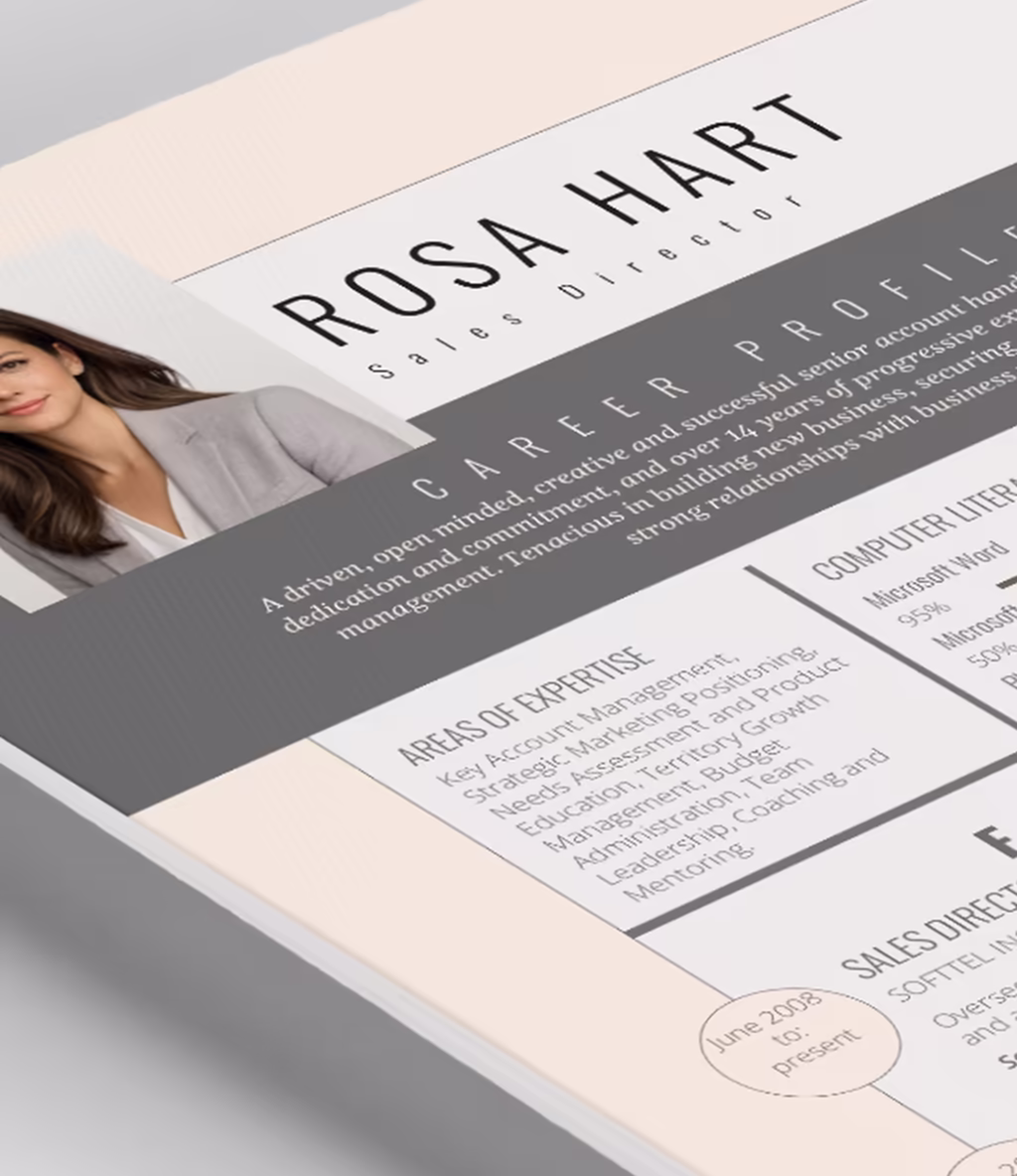 Sirius resume template content detail