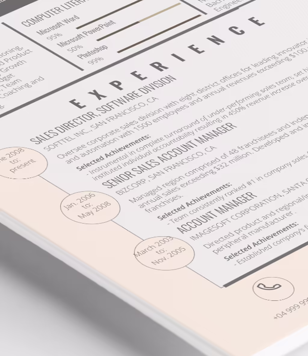 Sirius resume template skills detail