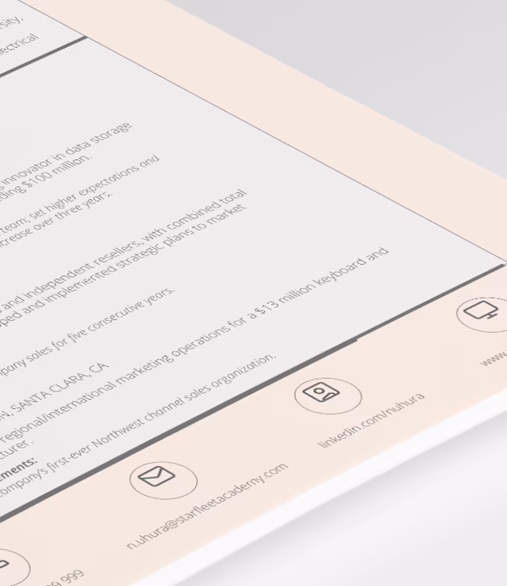 Sirius resume template experience detail