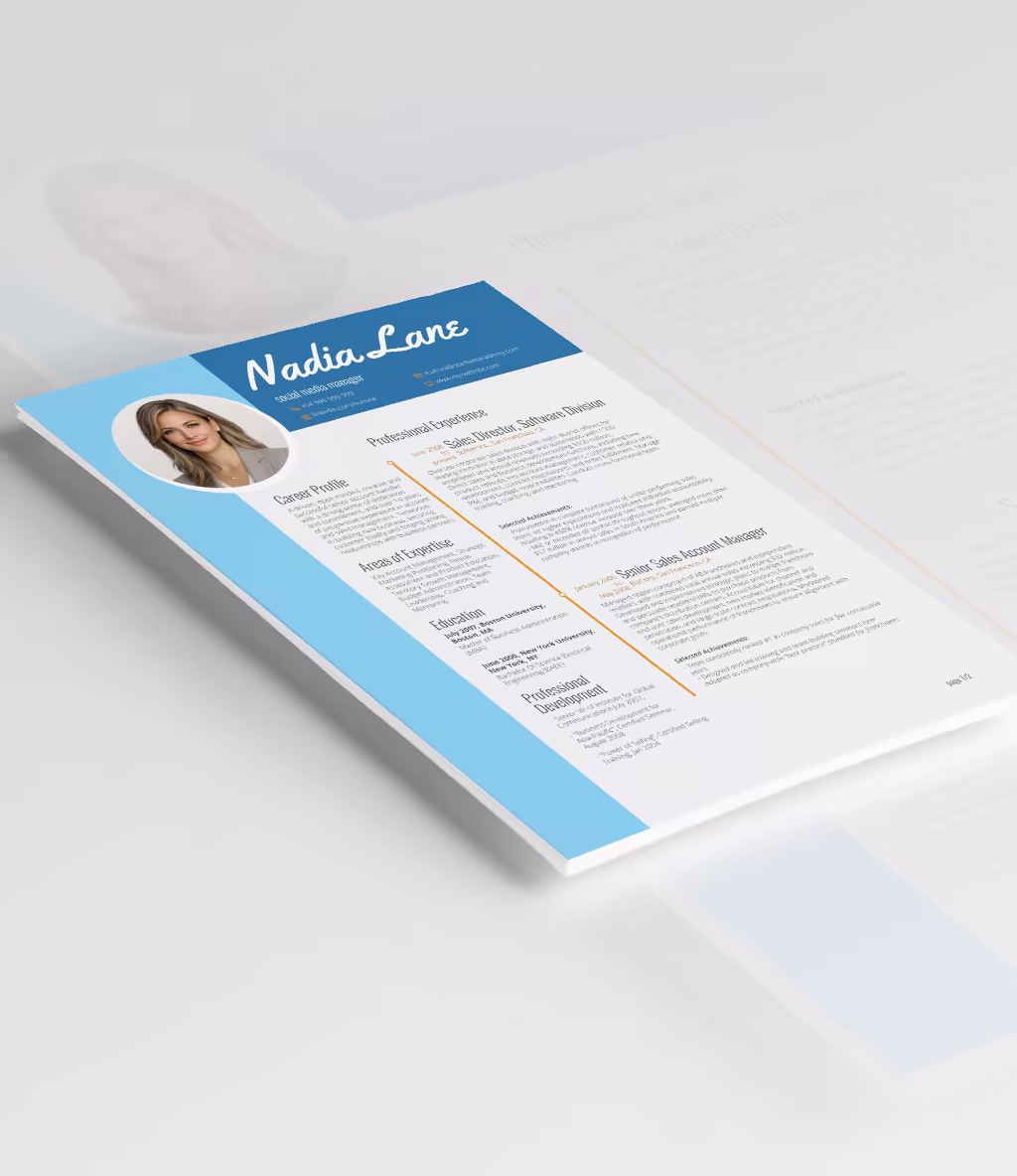 Venatici resume template angled mockup