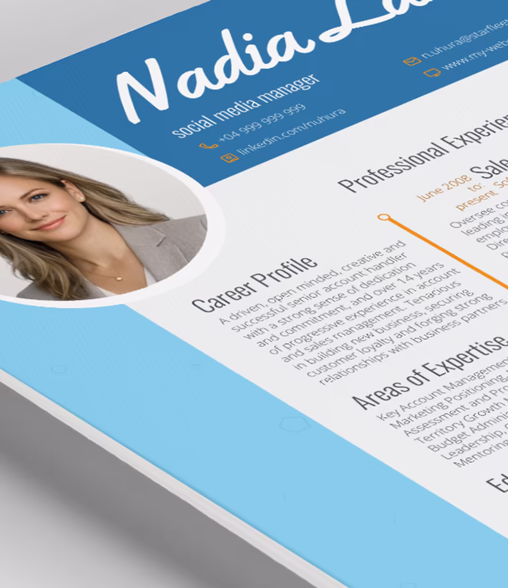 Venatici resume template content detail