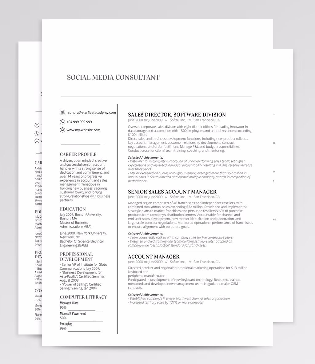 Volantis A resume template overview
