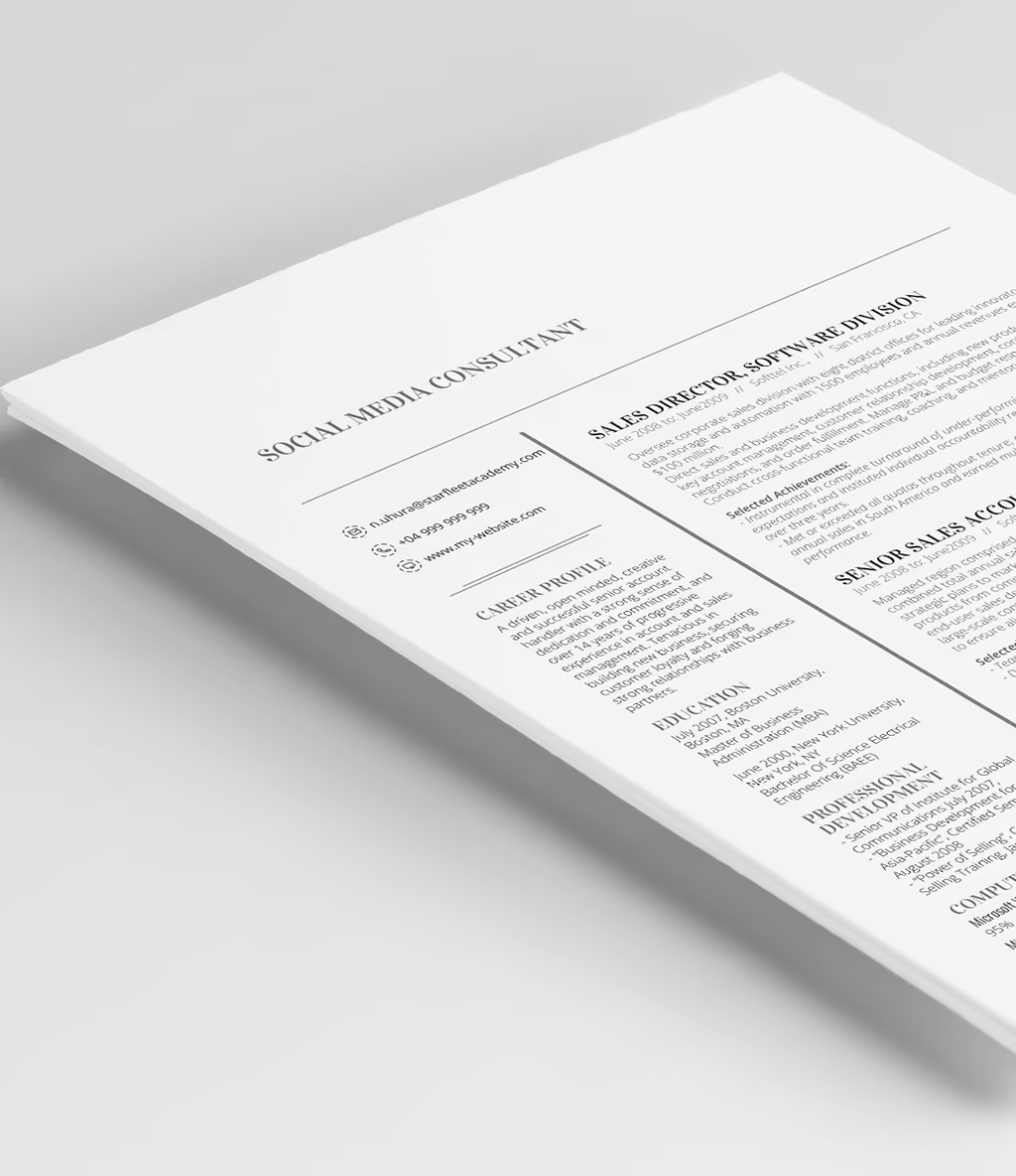 Volantis A resume template header detail