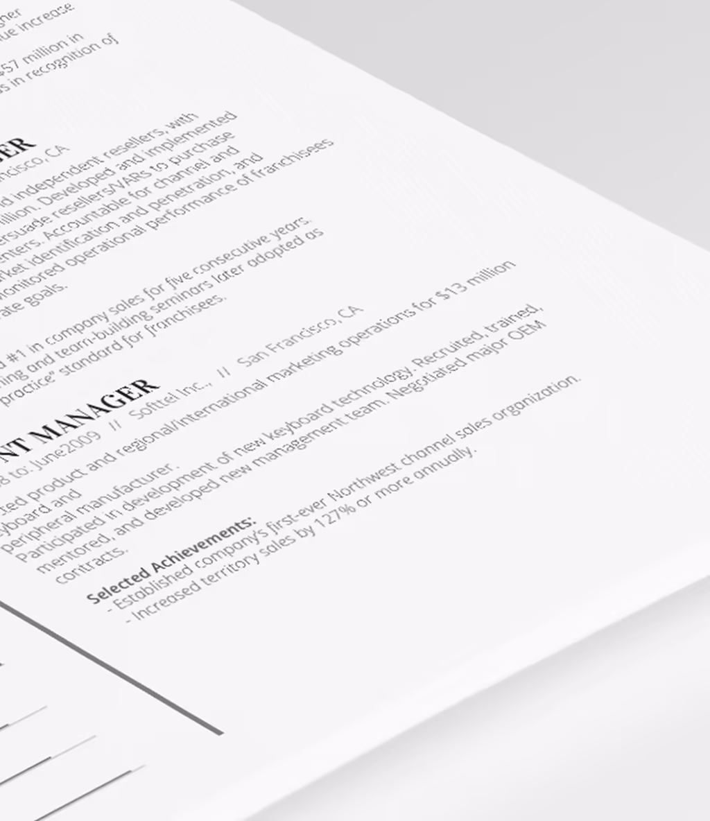 Volantis A resume template experience detail