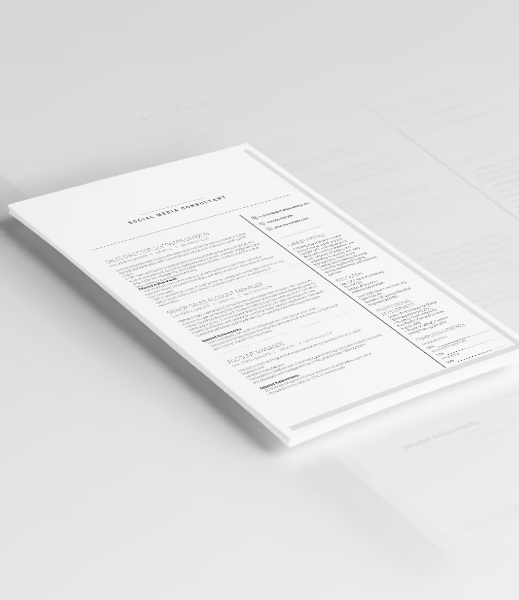 Volantis B resume template angled mockup