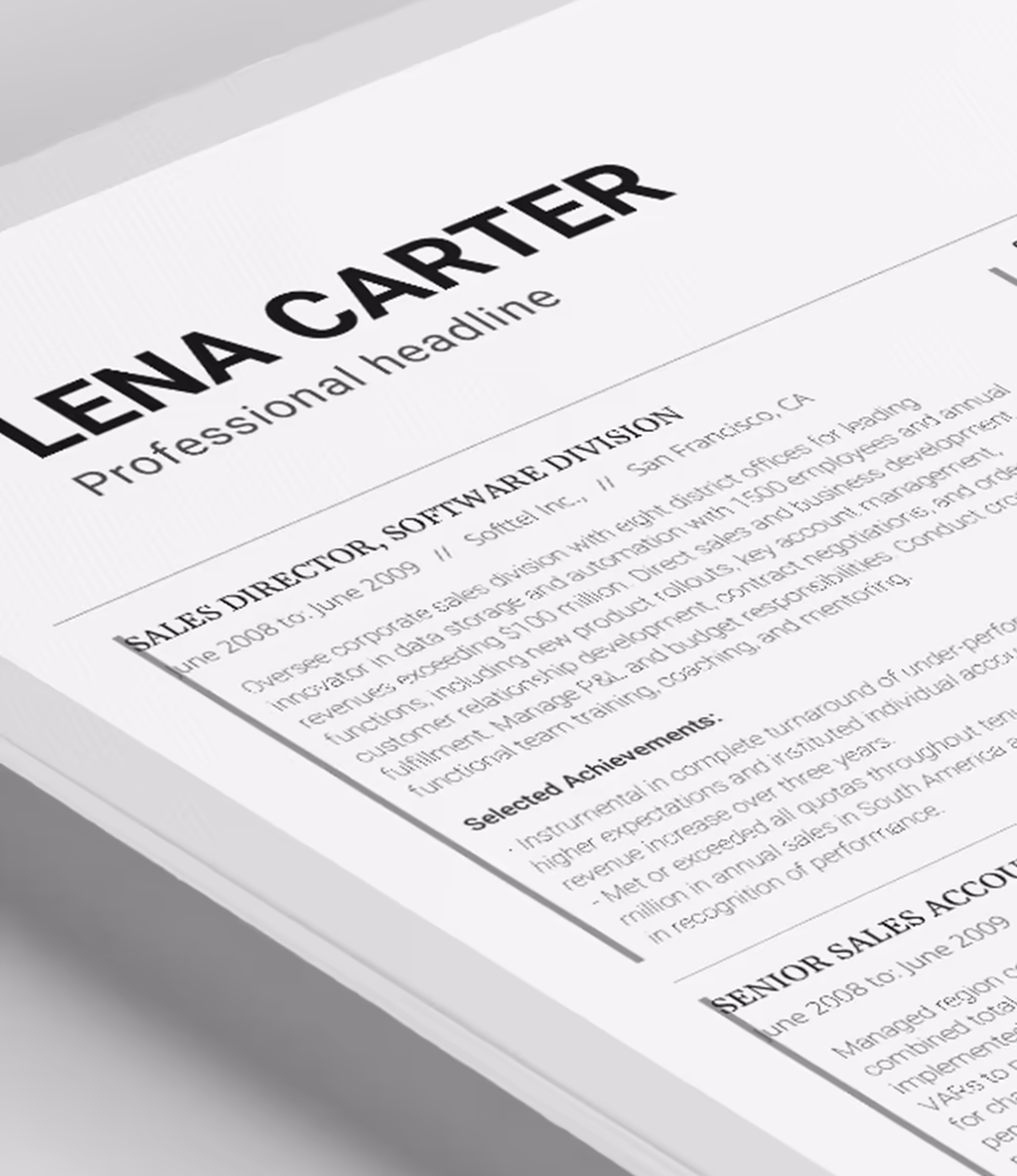 Volantis C resume template content detail