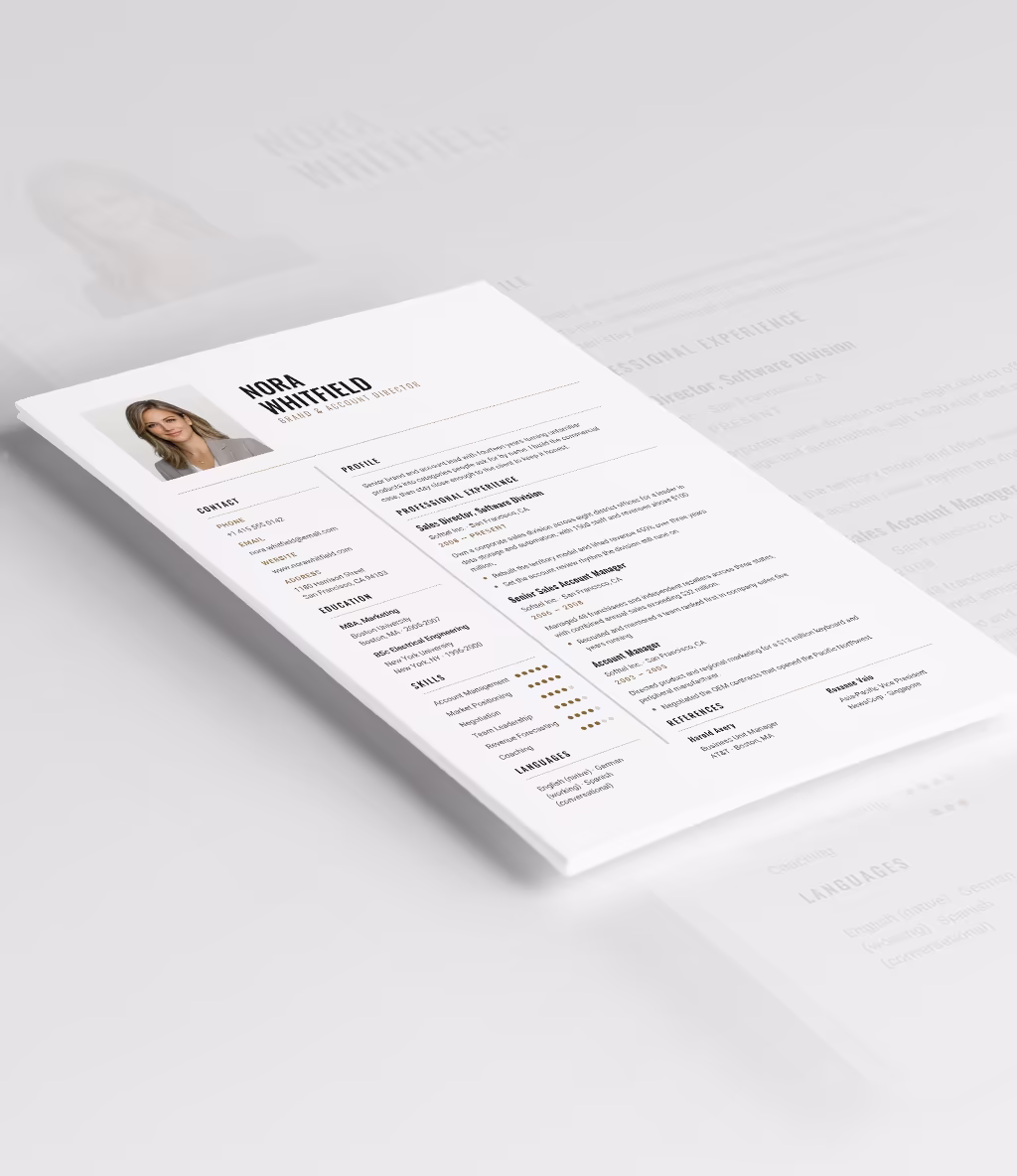 Acamar resume template angled mockup