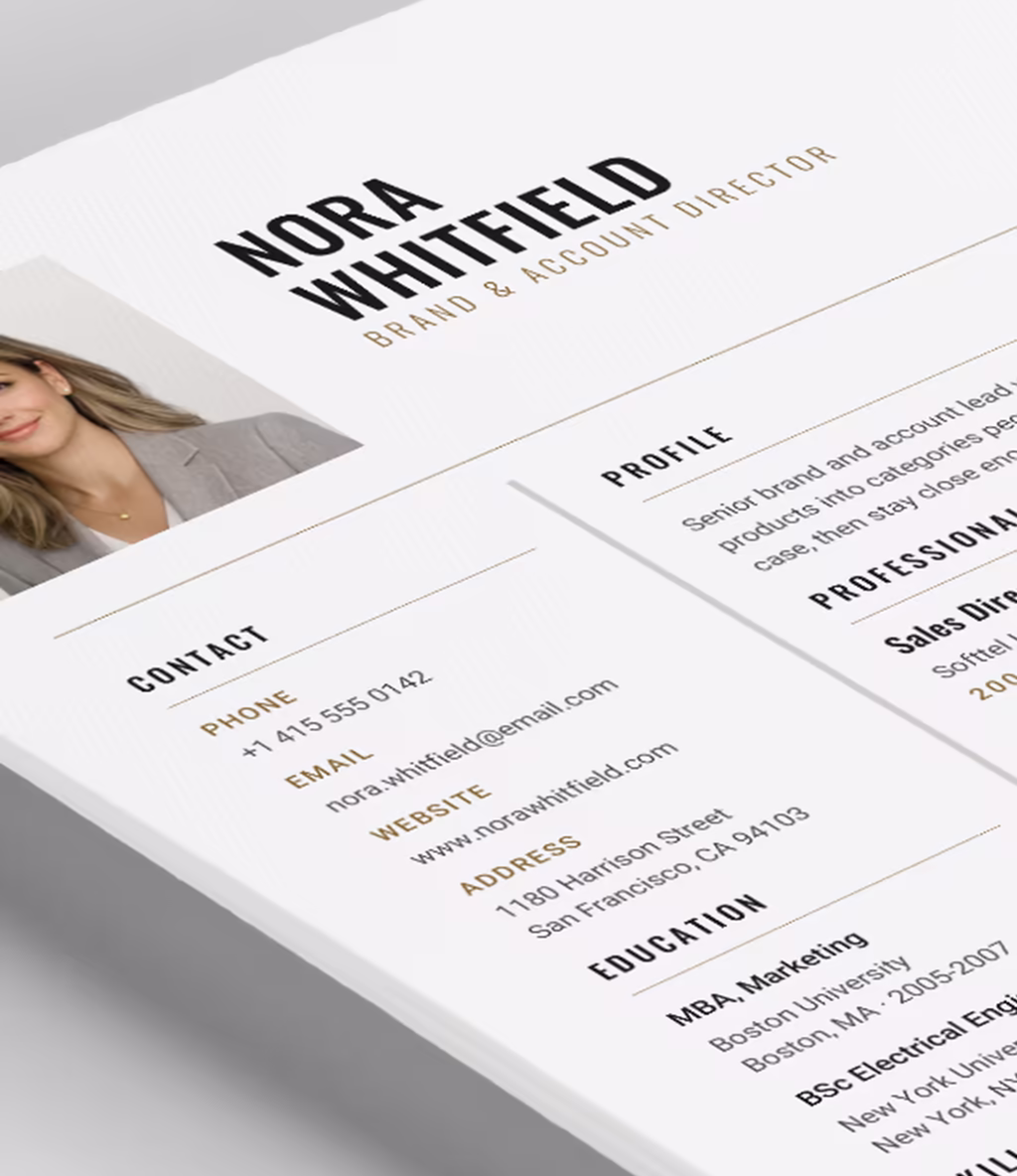 Acamar resume template content detail