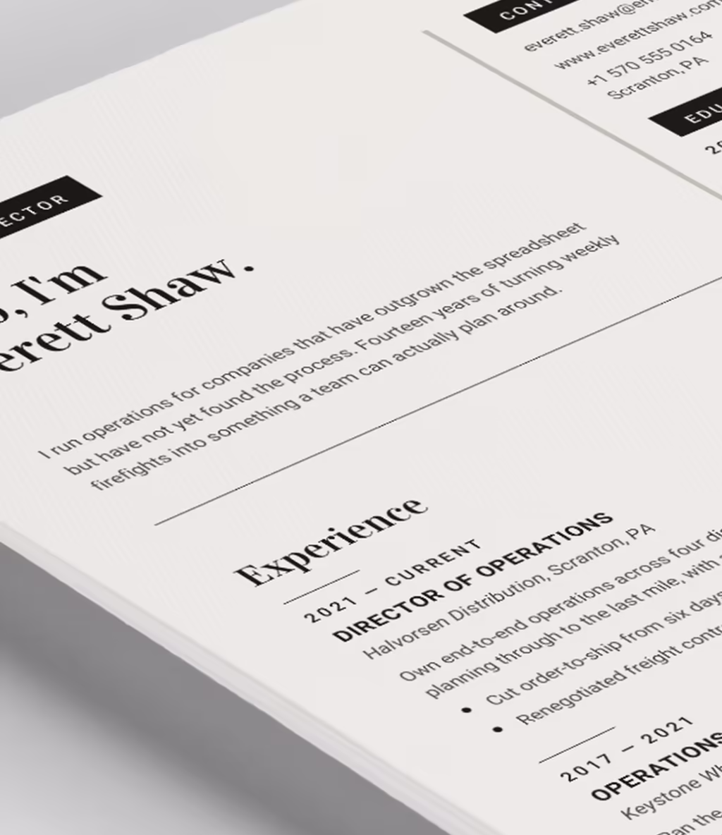 Aquila resume template content detail