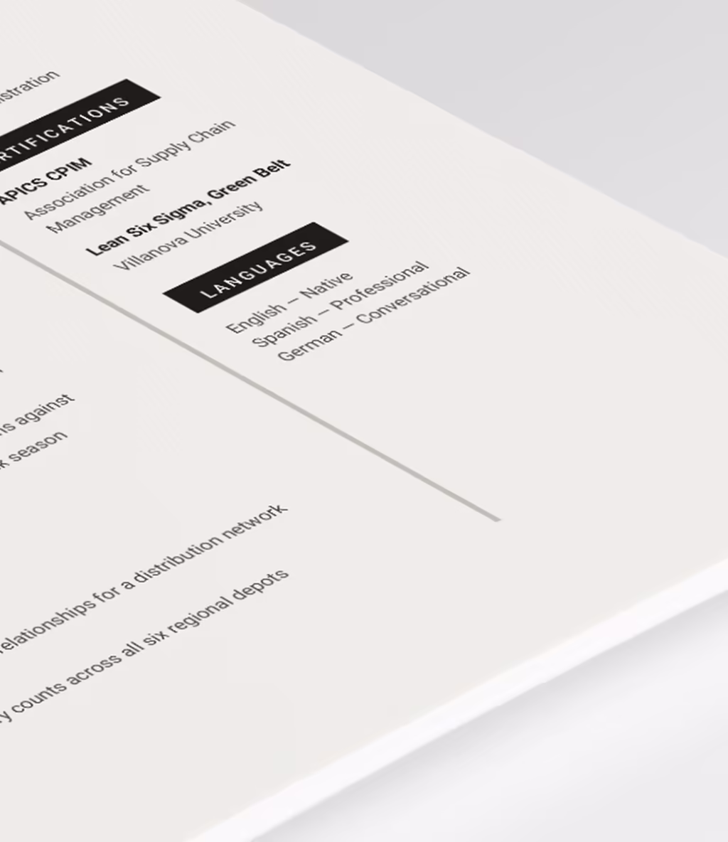 Aquila resume template experience detail